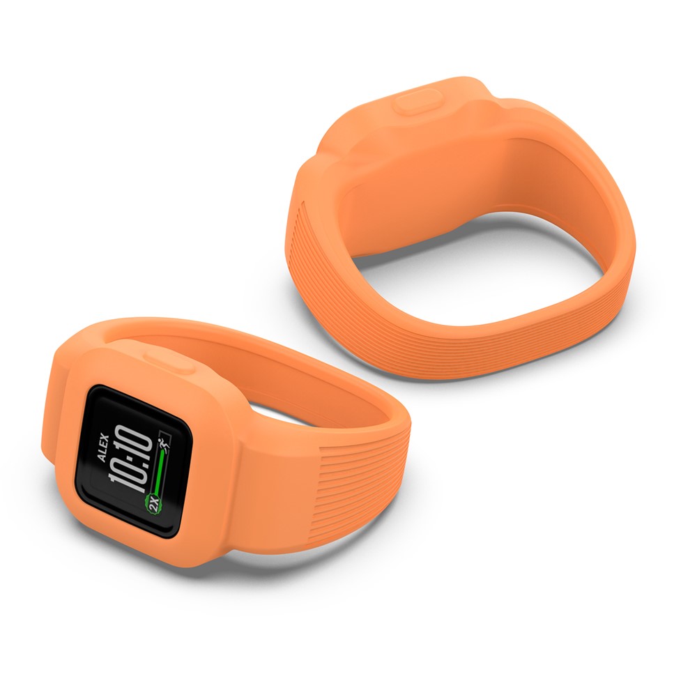 Solid Color Replacement Silicone Watch Band Wrist Strap for Garmin Vivofit jr 3, Size: S - Orange-4