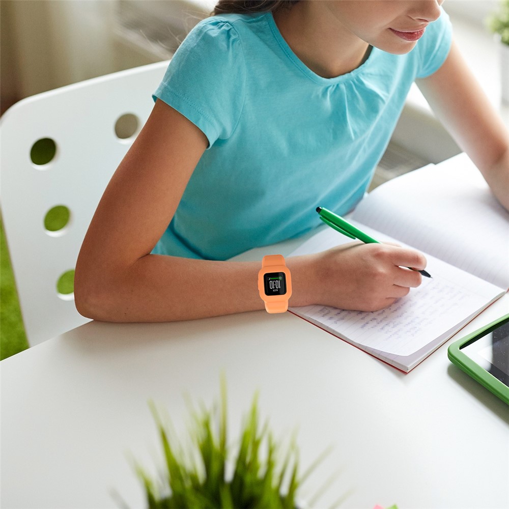 Solid Color Replacement Silicone Watch Band Wrist Strap for Garmin Vivofit jr 3, Size: S - Orange-9