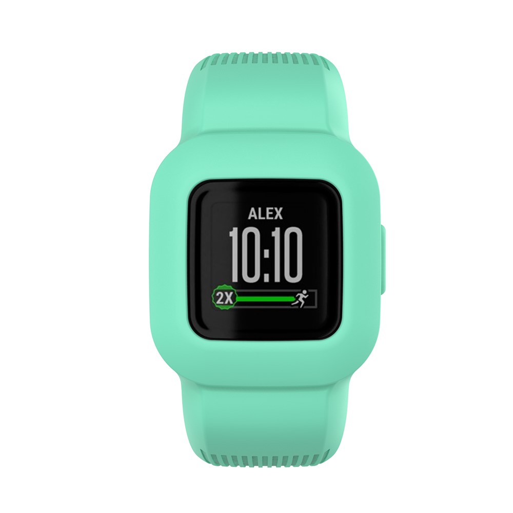 Solid Color Replacement Silicone Watch Band Wrist Strap for Garmin Vivofit jr 3, Size: S - Lake Blue-2