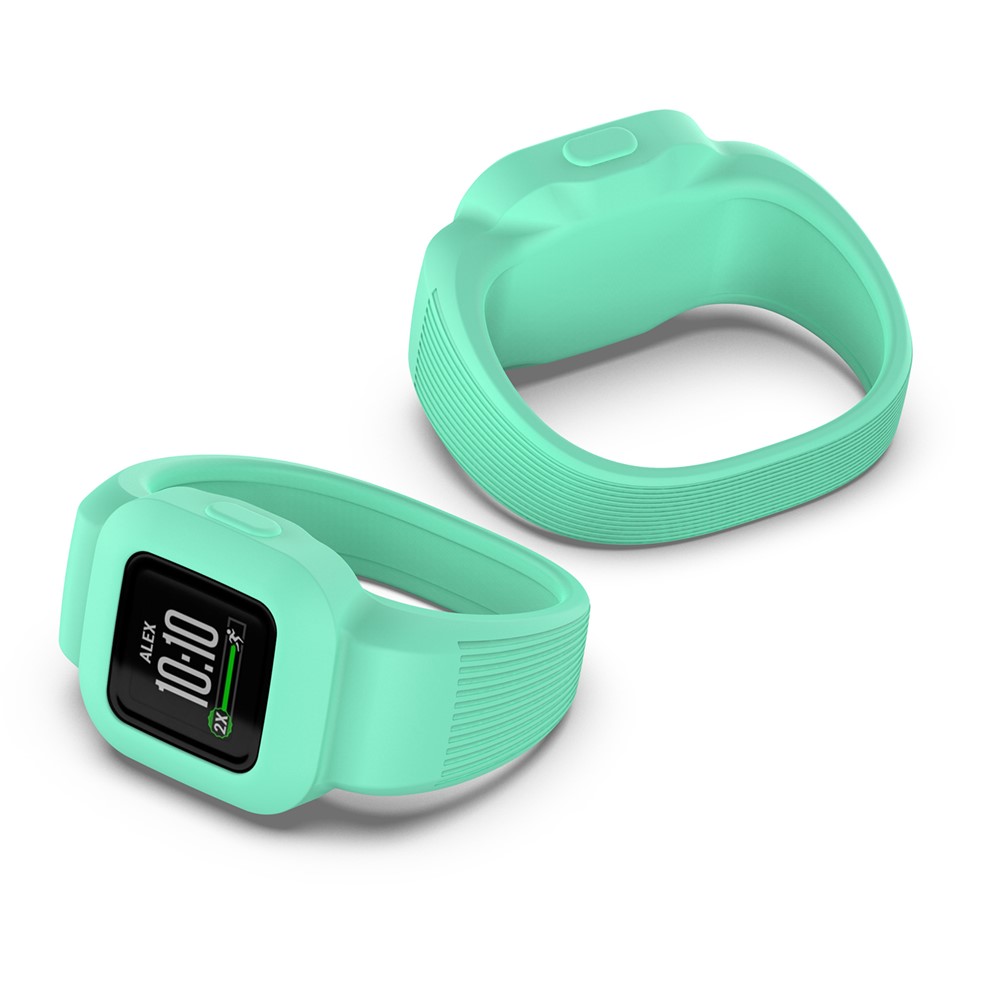 Solid Color Replacement Silicone Watch Band Wrist Strap for Garmin Vivofit jr 3, Size: S - Lake Blue-5