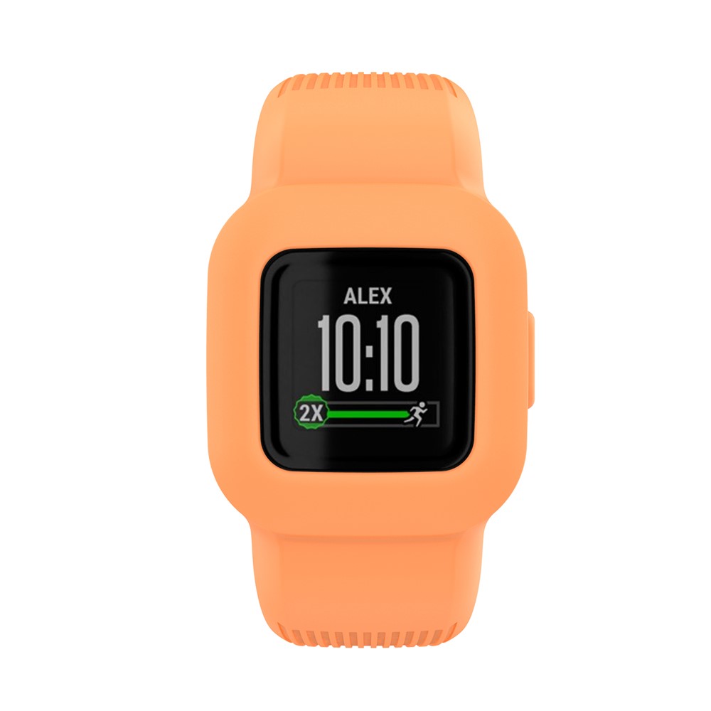 Solid Color Silicone Replacement Watch Band Strap for Garmin Vivofit jr 3, Size: L - Orange-2