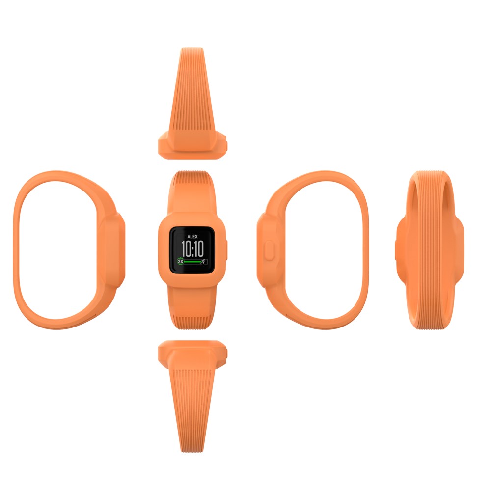 Solid Color Silicone Replacement Watch Band Strap for Garmin Vivofit jr 3, Size: L - Orange-7