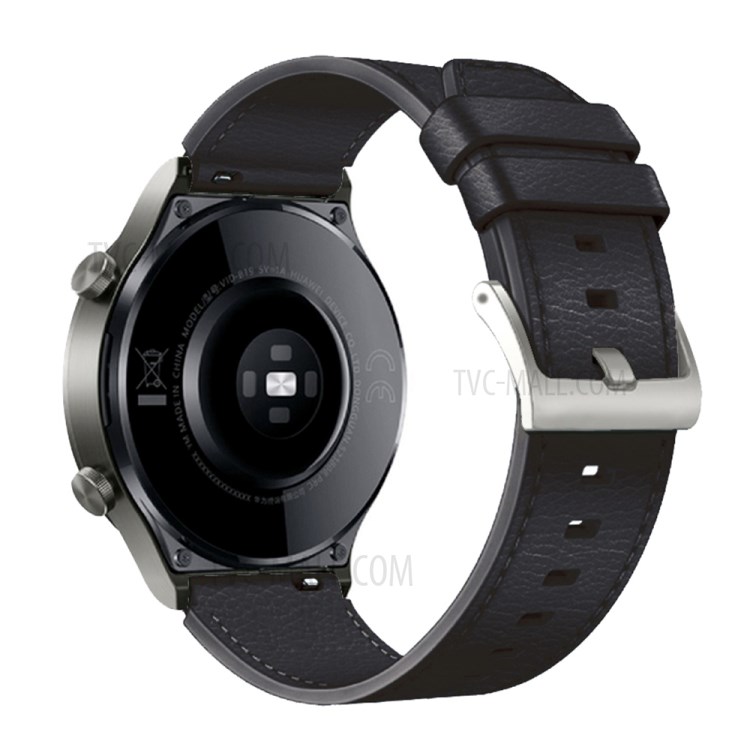 22mm Universal Genuine Leather Watch Band Strap for Huawei Watch 3 / 3 Pro / Samsung Amazfit Watch Etc - All Black-2