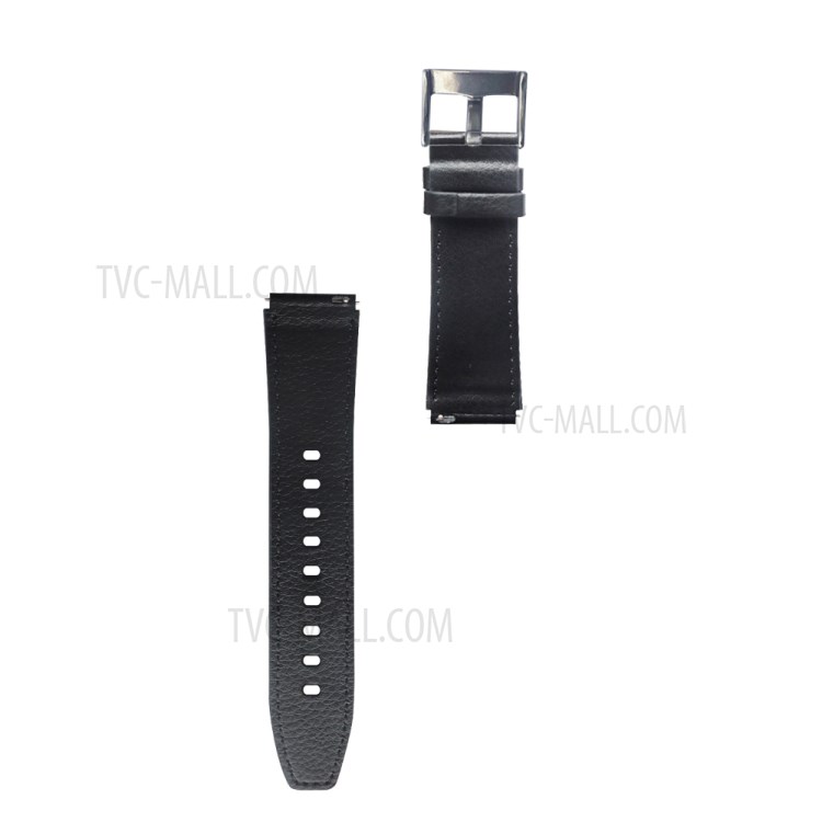 22mm Universal Genuine Leather Watch Band Strap for Huawei Watch 3 / 3 Pro / Samsung Amazfit Watch Etc - All Black-3