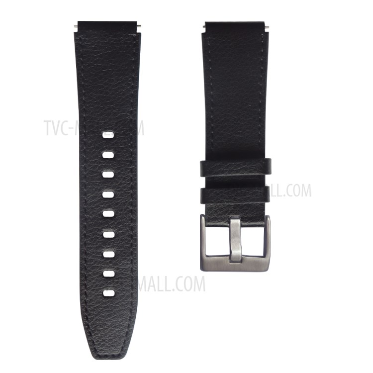 22mm Universal Genuine Leather Watch Band Strap for Huawei Watch 3 / 3 Pro / Samsung Amazfit Watch Etc - All Black-4