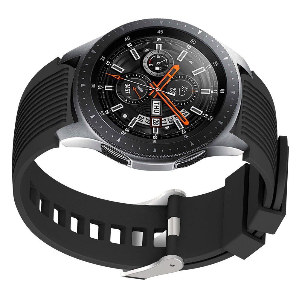 Universal 22mm Width Lines Soft Silicone Band Watchband Strap for Huawei Watch 3 / 3 Pro / Samsung Amazfit Watch Etc - Black-3