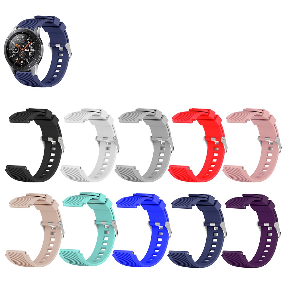Universal 22mm Width Lines Soft Silicone Band Watchband Strap for Huawei Watch 3 / 3 Pro / Samsung Amazfit Watch Etc - Black-4