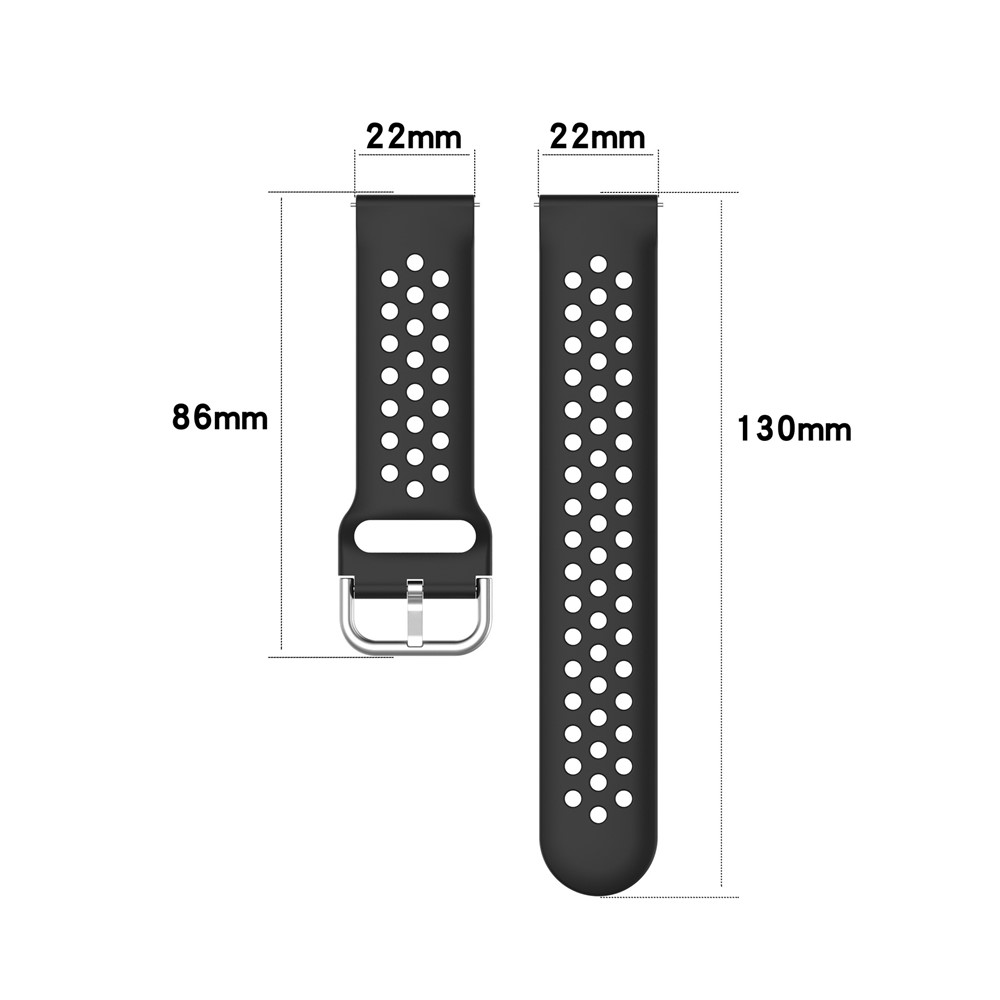 Universal 22mm Width Air Holes Silicone Watch Band Replacement for Huawei Watch 3 / 3 Pro / Samsung Huawei Watch Etc - Black-5