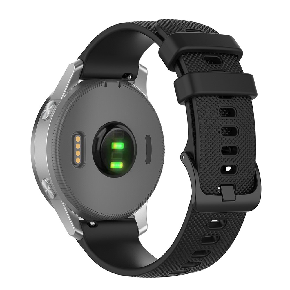 22mm Universal Grid Texture Silicone Watchband Replace Strap for Huawei Watch 3 / 3 Pro / Samsung Amazfit Watch Etc - Black-2