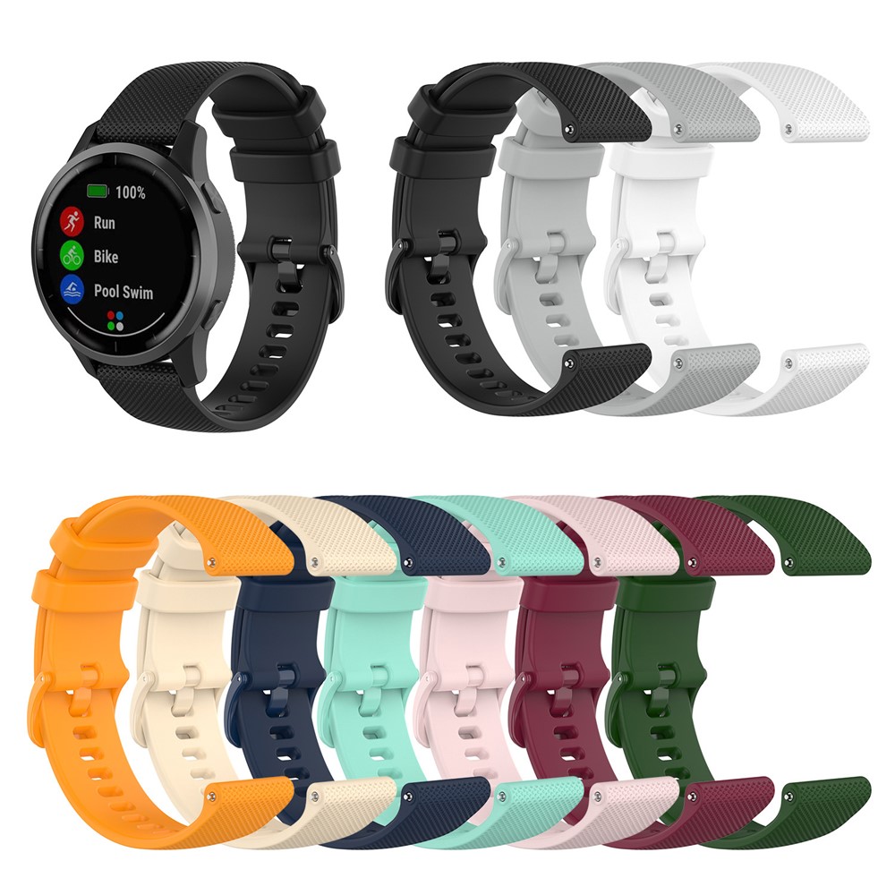 22mm Universal Grid Texture Silicone Watchband Replace Strap for Huawei Watch 3 / 3 Pro / Samsung Amazfit Watch Etc - Black-5