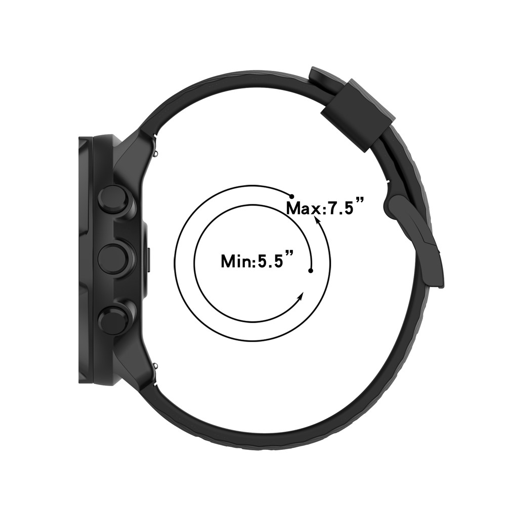 Dual Color 24mm Replacement Silicone Wrist Band Strap for Suunto Spartan Sport / Spartan Sport Wrist HR / Suunto 9 / 9 Baro / Suunto 7 / Suunto D5 - Black/Grey-10