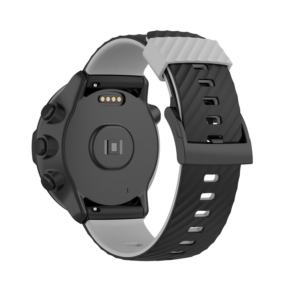 Dual Color 24mm Replacement Silicone Wrist Band Strap for Suunto Spartan Sport / Spartan Sport Wrist HR / Suunto 9 / 9 Baro / Suunto 7 / Suunto D5 - Black/Grey-3