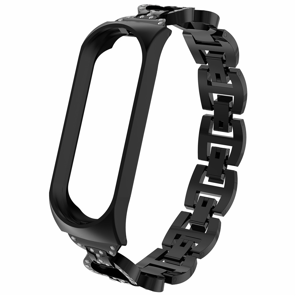 8-Shaped Design Bling Shiny Diamond Both Sides Jewelry Metal Strap for Xiaomi Mi Band 6 / 5 - Black-1