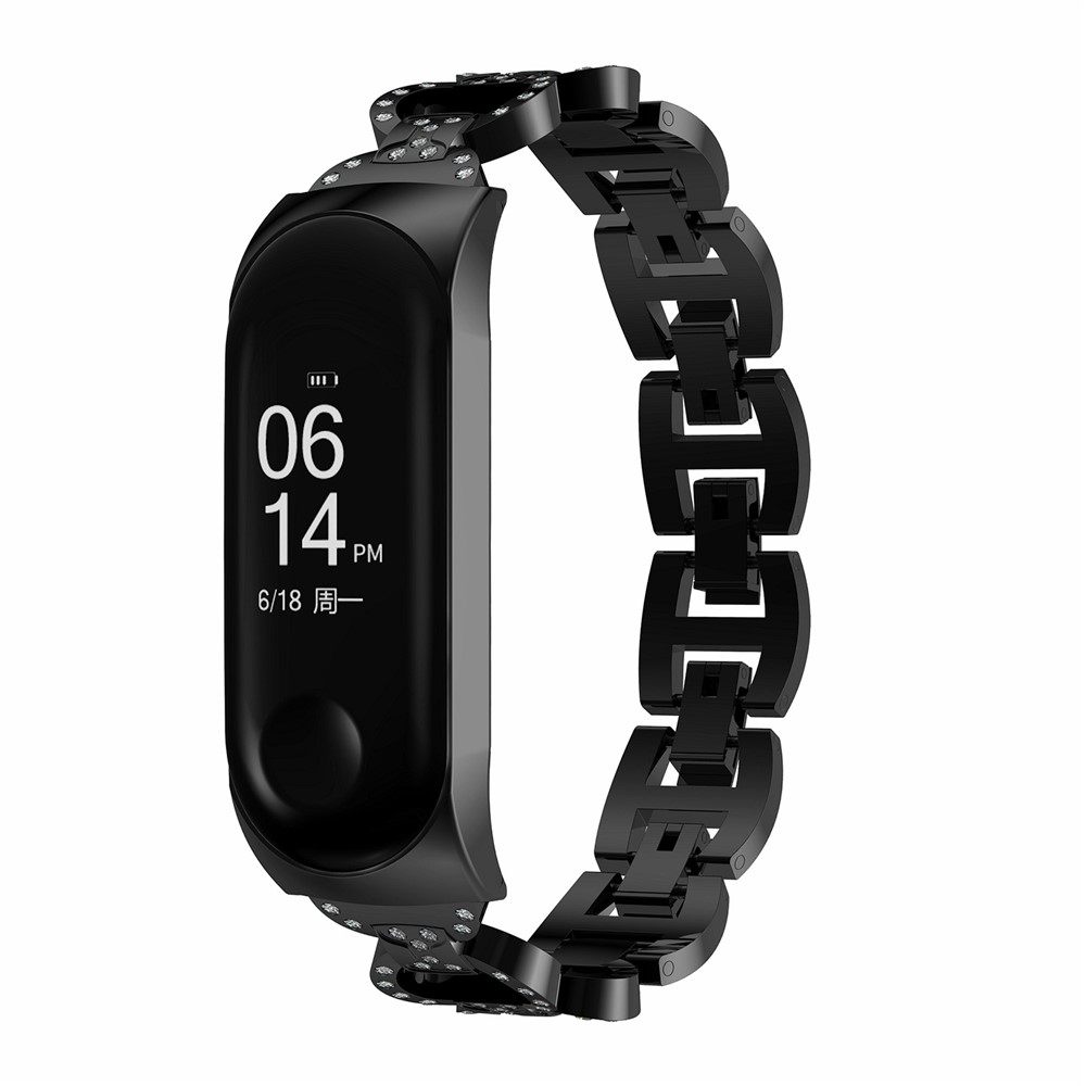 8-Shaped Design Bling Shiny Diamond Both Sides Jewelry Metal Strap for Xiaomi Mi Band 6 / 5 - Black-2