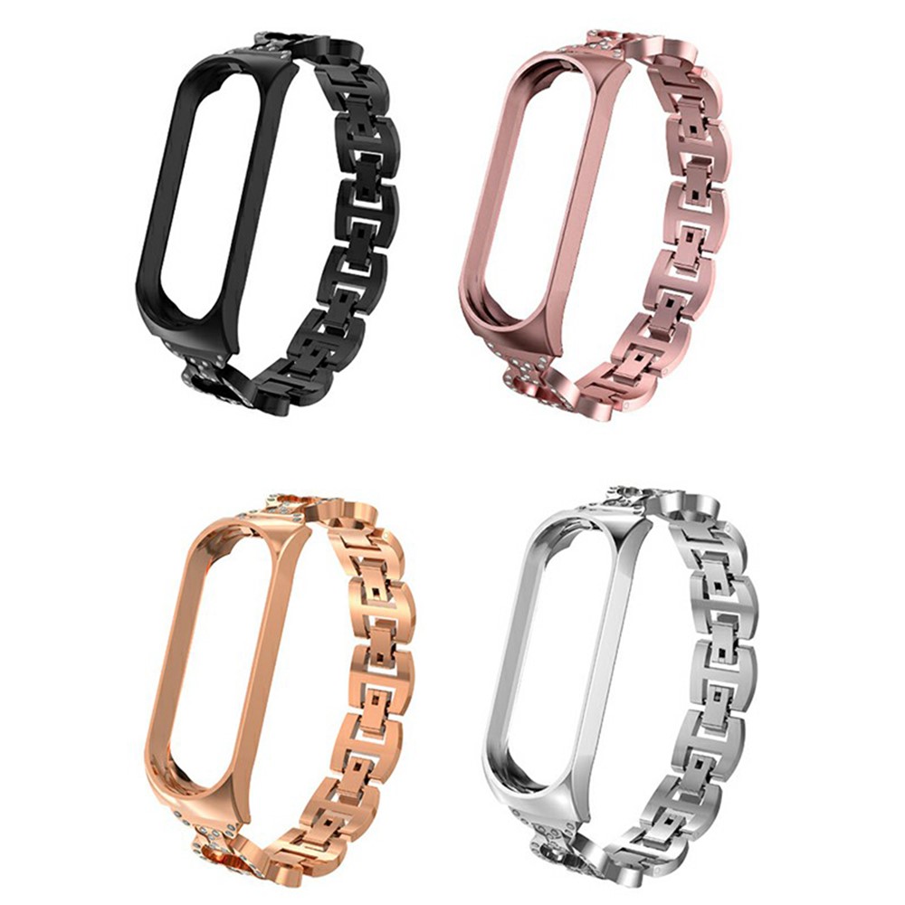 8-Shaped Design Bling Shiny Diamond Both Sides Jewelry Metal Strap for Xiaomi Mi Band 6 / 5 - Black-6