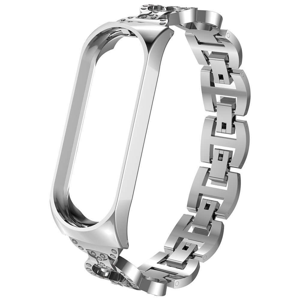 8-Shaped Design Bling Shiny Diamond Both Sides Jewelry Metal Strap for Xiaomi Mi Band 6 / 5 - Silver-1