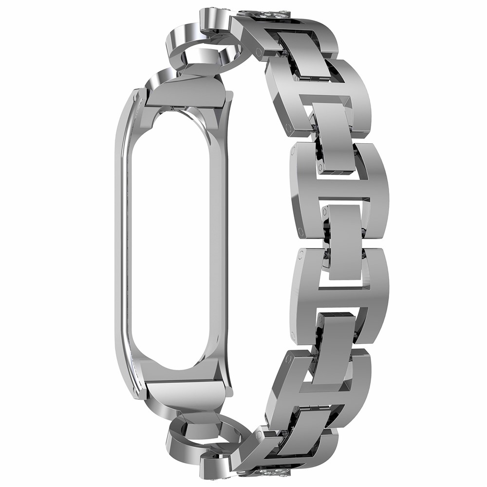 8-Shaped Design Bling Shiny Diamond Both Sides Jewelry Metal Strap for Xiaomi Mi Band 6 / 5 - Silver-4