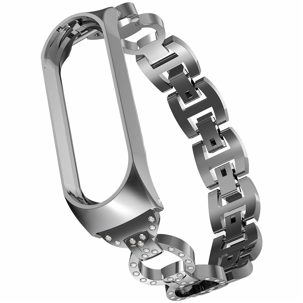8-Shaped Design Bling Shiny Diamond Both Sides Jewelry Metal Strap for Xiaomi Mi Band 6 / 5 - Silver-5