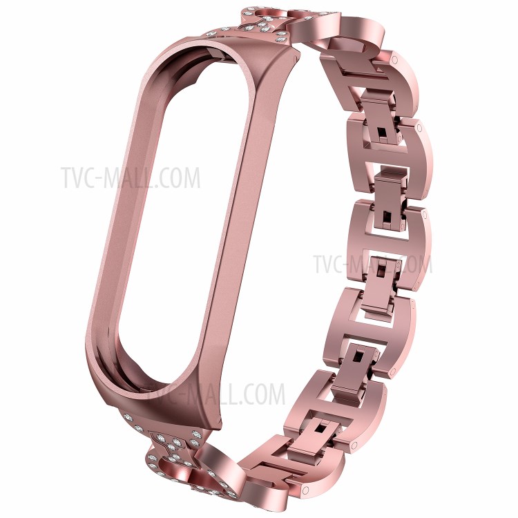 8-Shaped Design Bling Shiny Diamond Both Sides Jewelry Metal Strap for Xiaomi Mi Band 6 / 5 - Rose Gold-1