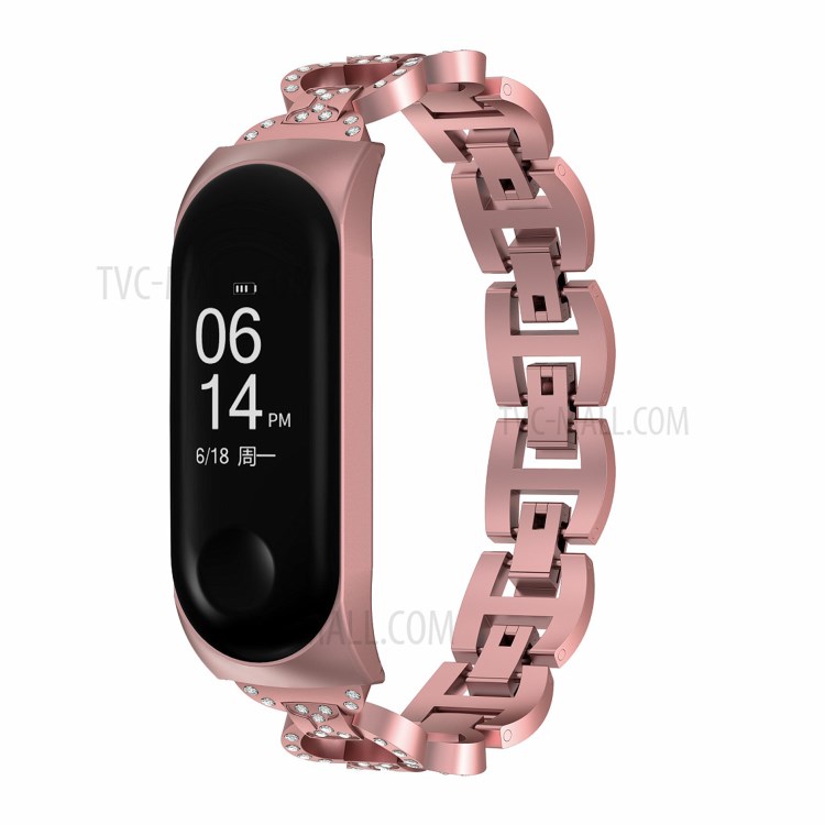 8-Shaped Design Bling Shiny Diamond Both Sides Jewelry Metal Strap for Xiaomi Mi Band 6 / 5 - Rose Gold-2
