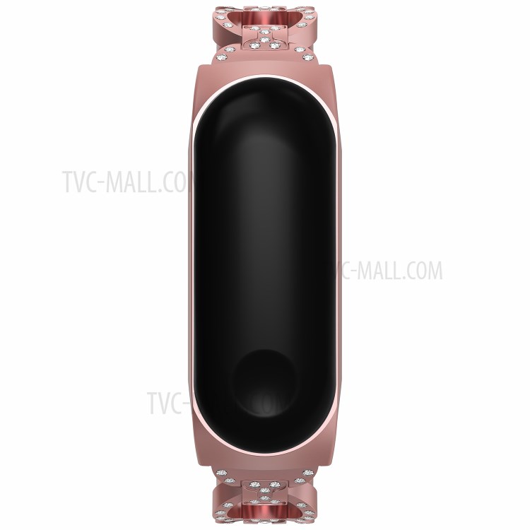 Design a 8 a Forma di Bling Lucido Diamante Entrambi i Lati Cinturino in Metallo Per Xiaomi Mi Banda 6 / 5 - Rosa Rosa-3