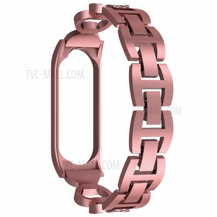 8-Shaped Design Bling Shiny Diamond Both Sides Jewelry Metal Strap for Xiaomi Mi Band 6 / 5 - Rose Gold-4