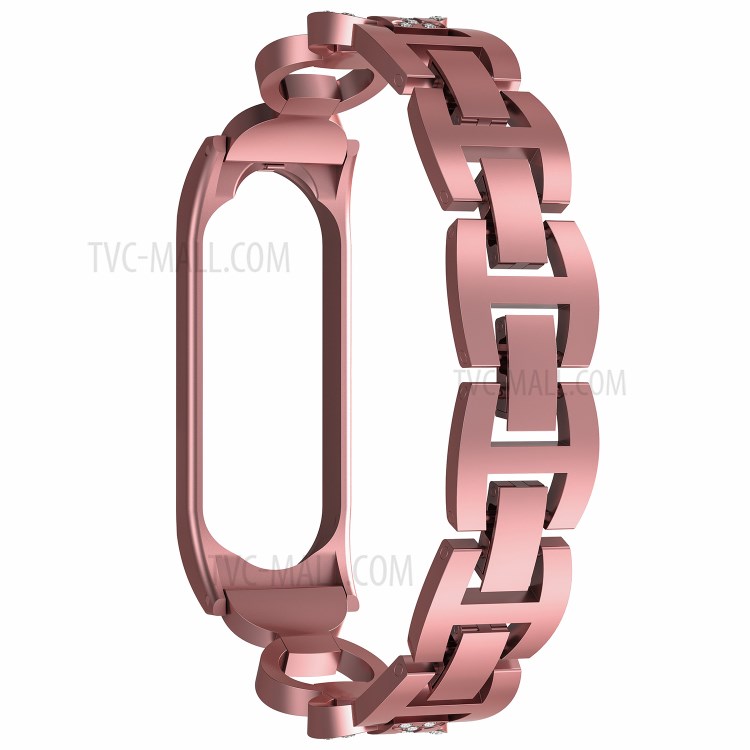 Design a 8 a Forma di Bling Lucido Diamante Entrambi i Lati Cinturino in Metallo Per Xiaomi Mi Banda 6 / 5 - Rosa Rosa-4