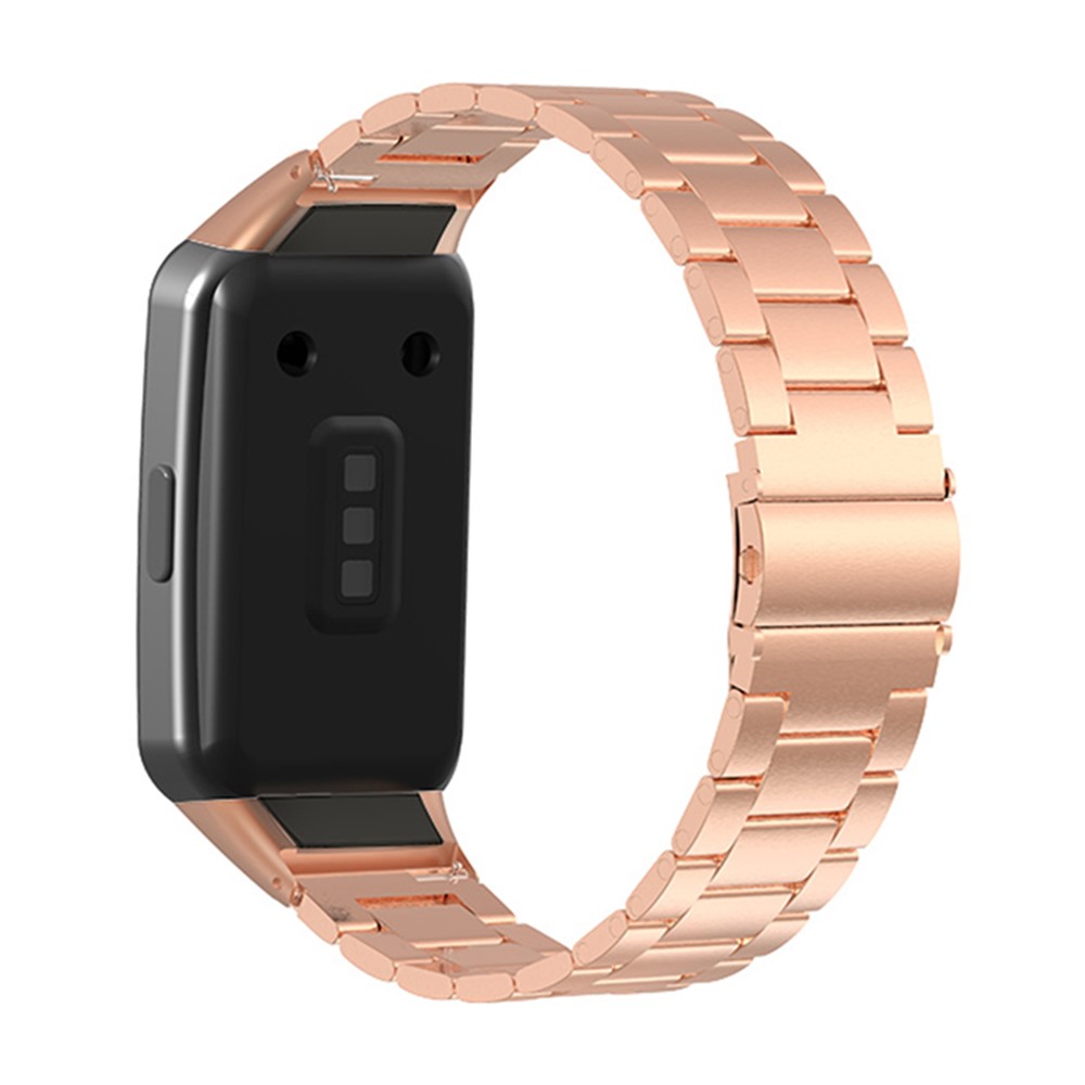 Stainless Steel 3 Beads Bracelet Metal Replacement Wristband Watch Band for Huawei Honor 6 / Huawei Band 6 - Rose Gold-3