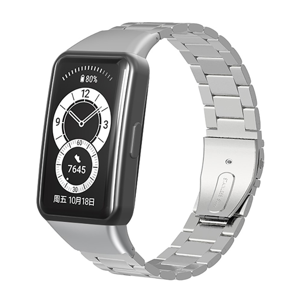 Premium Stainless Steel 3 Beads Accurate Cutting Process Replacement Bracelet Wristband Watch Band for Huawei Honor 6 / Huawei Band 6 - Silver-2