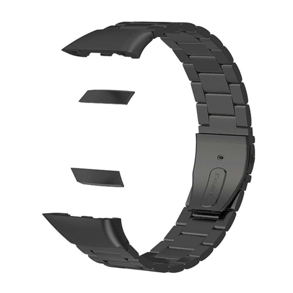 Replacement Watch Band Stainless Steel Three Beads Solid Watchband for Huawei Honor 6 / Huawei Band 6 - Black-4