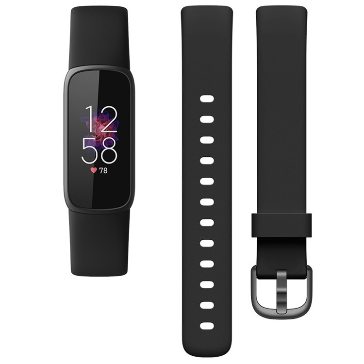 Substituição Macia Do Pulso Da Faixa Do Relógio Da Cor Sólida Do Silicone Para Fitbit Luxe, Tamanho: S - Preto-3