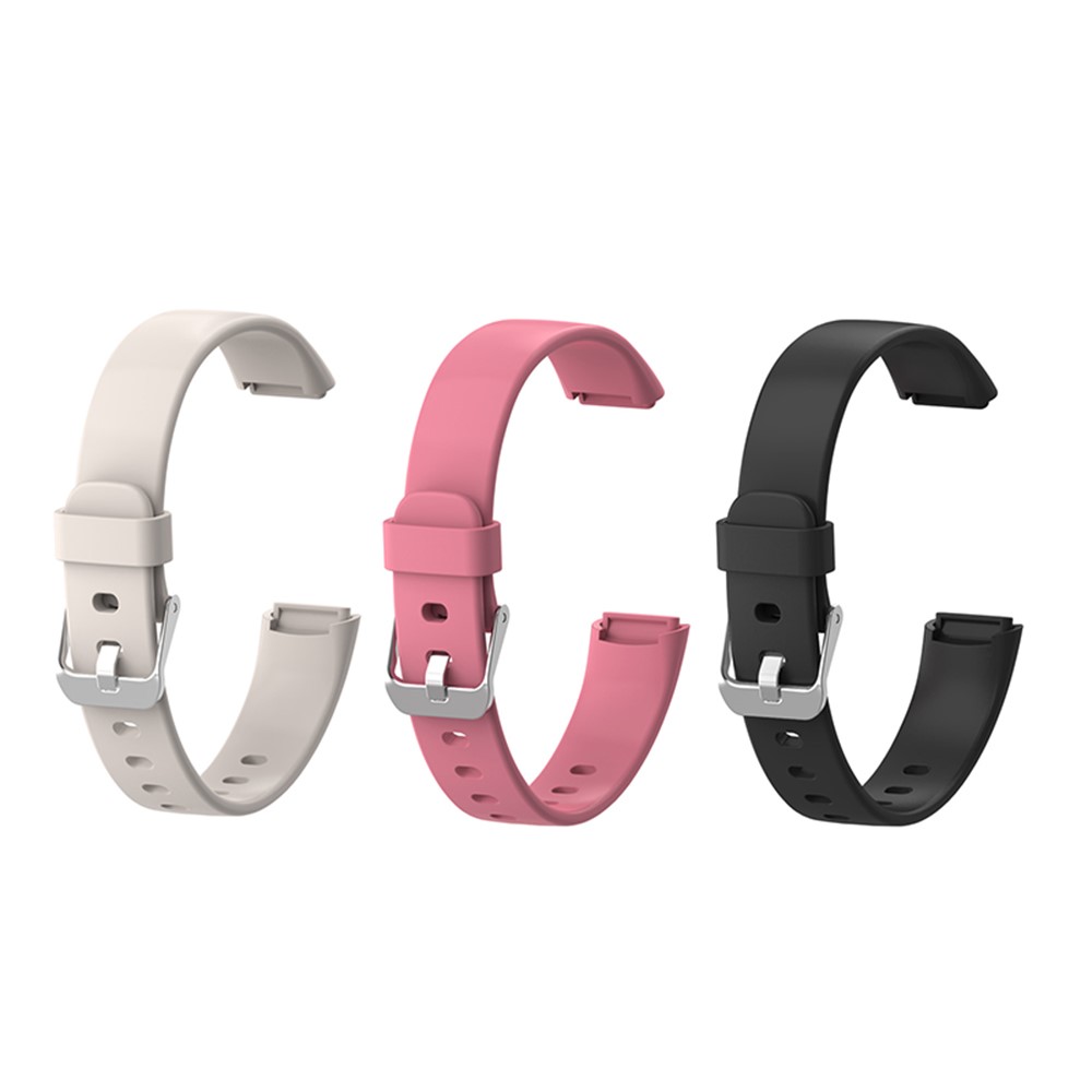 Silicone Adjustable Solid Color Watch Band Replacement Wrist Bracelet Strap Belt for Fitbit Luxe, Size: L - Black-4