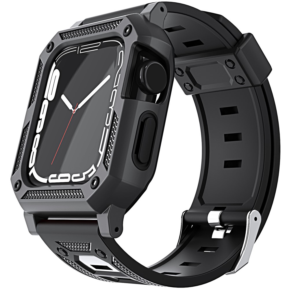For Apple Watch Series 11 42mm / 10 42mm Replacement Strap with Watch Case / Screen Film 3 in 1 Watch Band Cover TPU Wrist Strap - Black