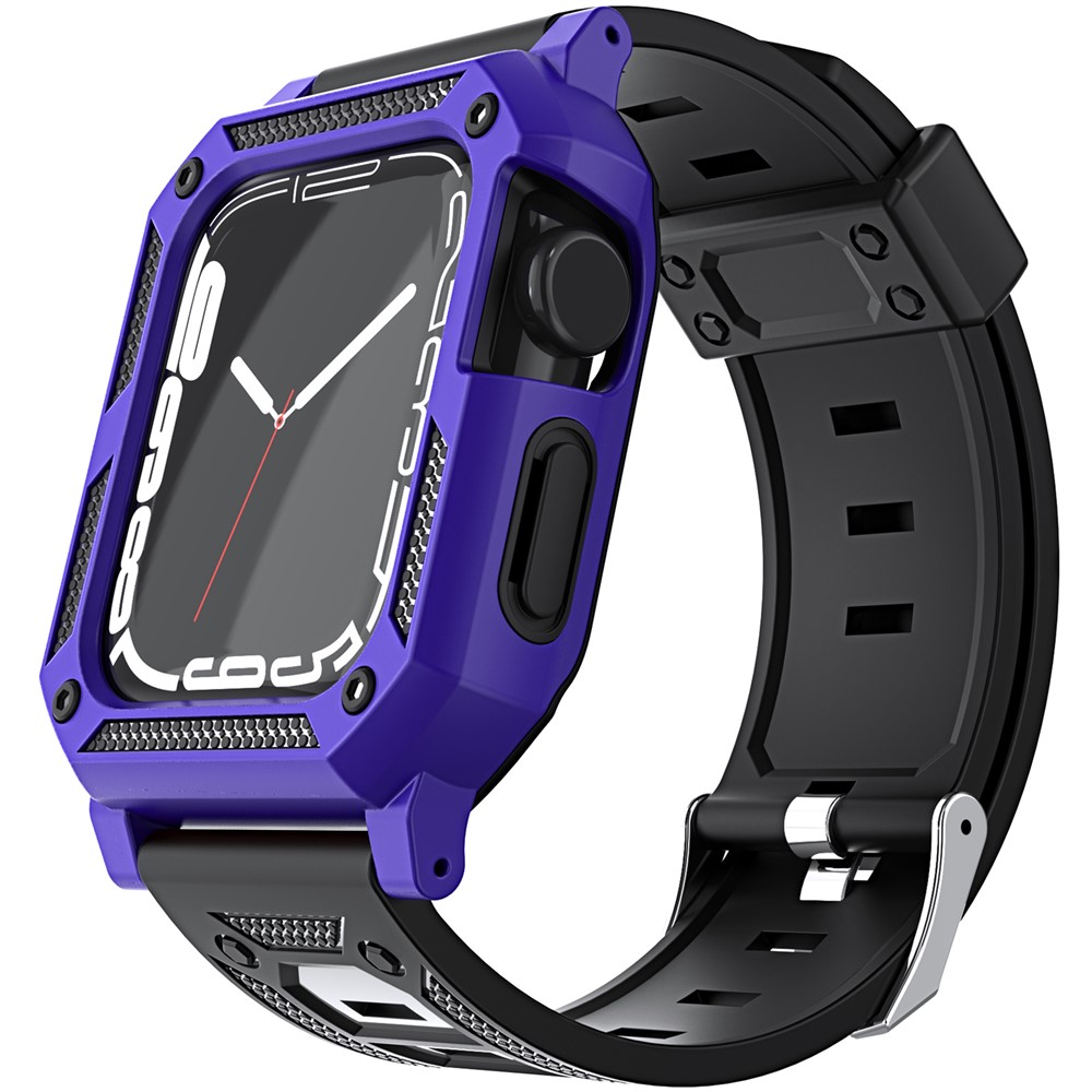 For Apple Watch Series 11 42mm / 10 42mm Replacement Strap with Watch Case / Screen Film 3 in 1 Watch Band Cover TPU Wrist Strap - Purple