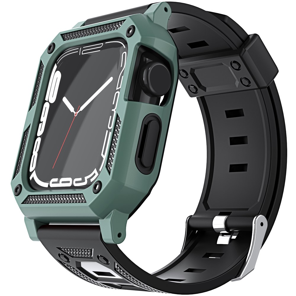 For Apple Watch Series 11 46mm / 10 46mm Replacement Strap with Watch Case / Screen Film 3 in 1 Watch Band Cover TPU Wrist Strap - Green