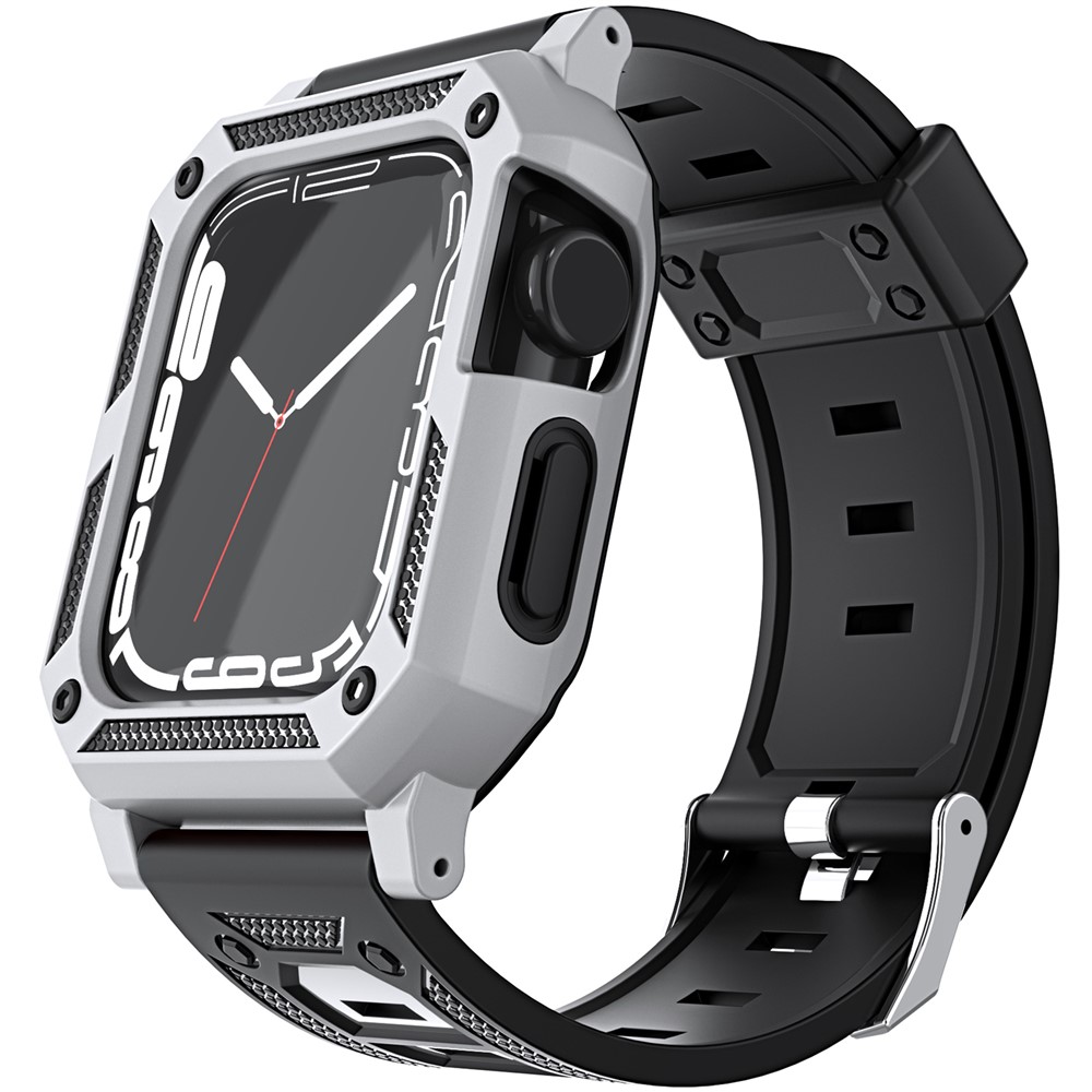 For Apple Watch Ultra 3 49mm / 2 49mm / Ultra 49mm Replacement Strap with Watch Case / Screen Film 3 in 1 Watch Band Cover TPU Wrist Strap - Silver