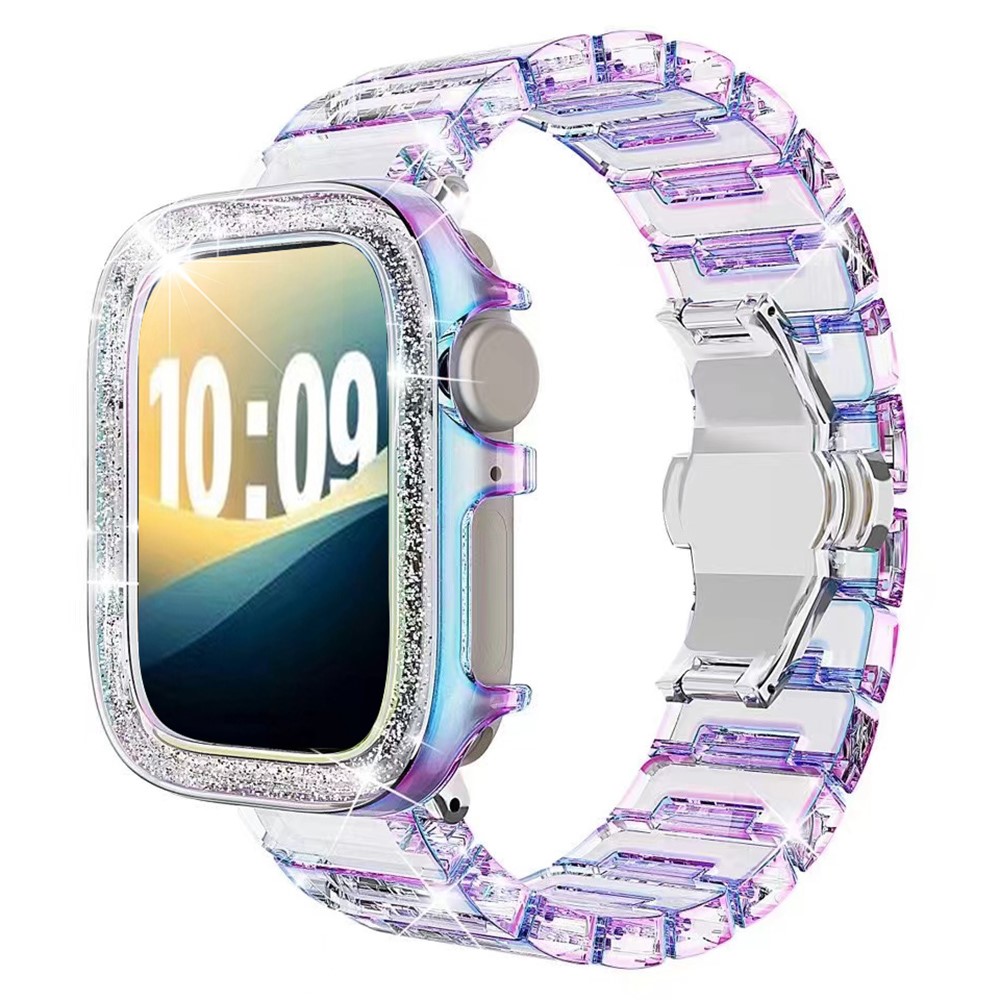 Replacement Strap for Apple Watch Ultra 3 49mm / 2 49mm / Ultra 49mm Discoloring Watch Band with Glitter Watch Case - Silver