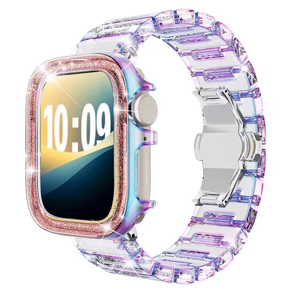 Replacement Strap for Apple Watch Ultra 3 49mm / 2 49mm / Ultra 49mm Discoloring Watch Band with Glitter Watch Case - Pink