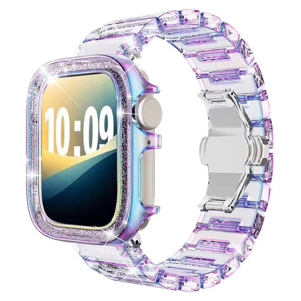 Replacement Strap for Apple Watch Ultra 3 49mm / 2 49mm / Ultra 49mm Discoloring Watch Band with Glitter Watch Case - Purple
