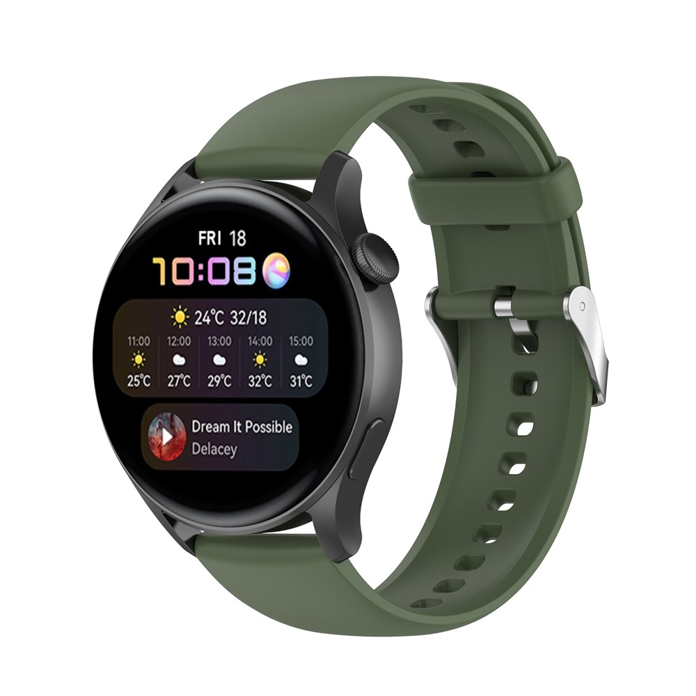 Premium Quality 22mm Sporty Silicone Waterproof Watch Band Interchangeable Strap for Huawei Watch 3 / 3 Pro / GT 2e - Dark Green-2