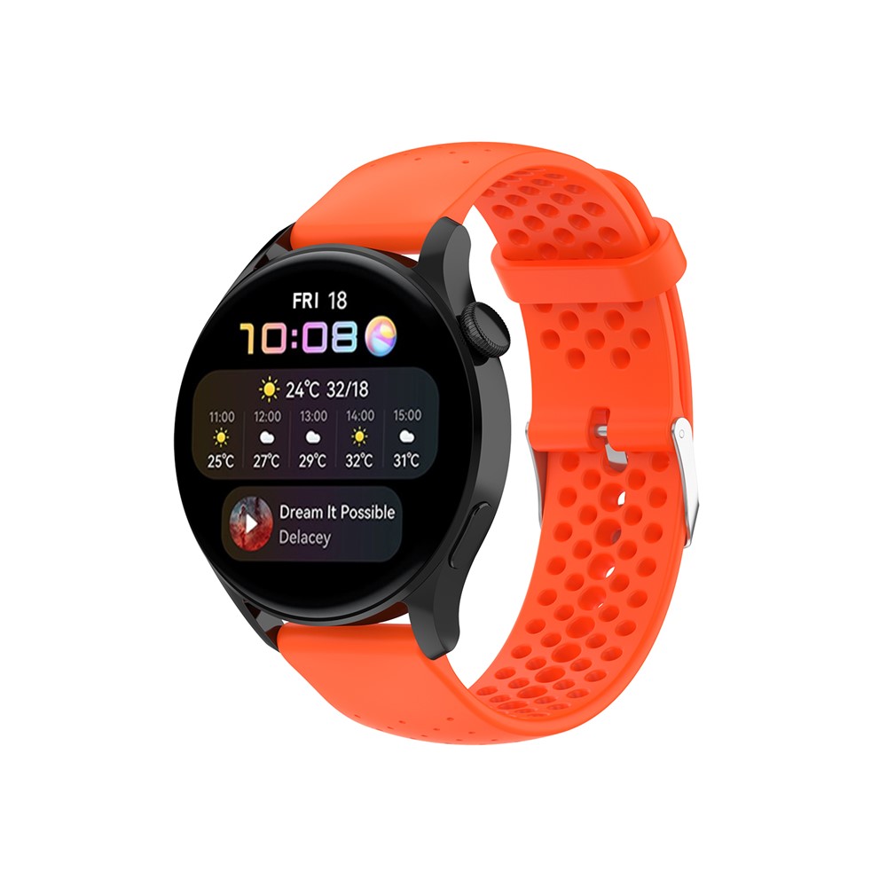 Breathable Silicone Watchband Adjustable Wrist Strap 20mm for Samsung Garmin Huawei Amazfit Smart Watch - Orange-3