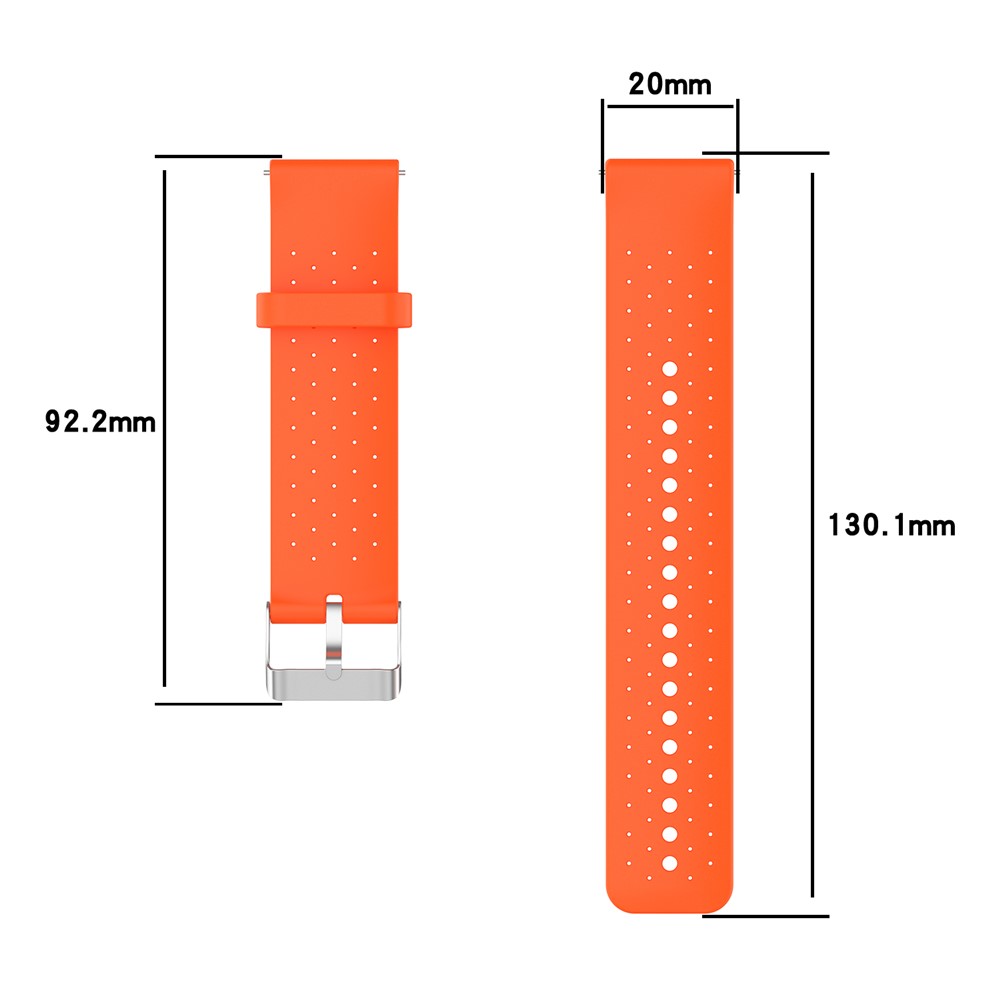 Breathable Silicone Watchband Adjustable Wrist Strap 20mm for Samsung Garmin Huawei Amazfit Smart Watch - Orange-6