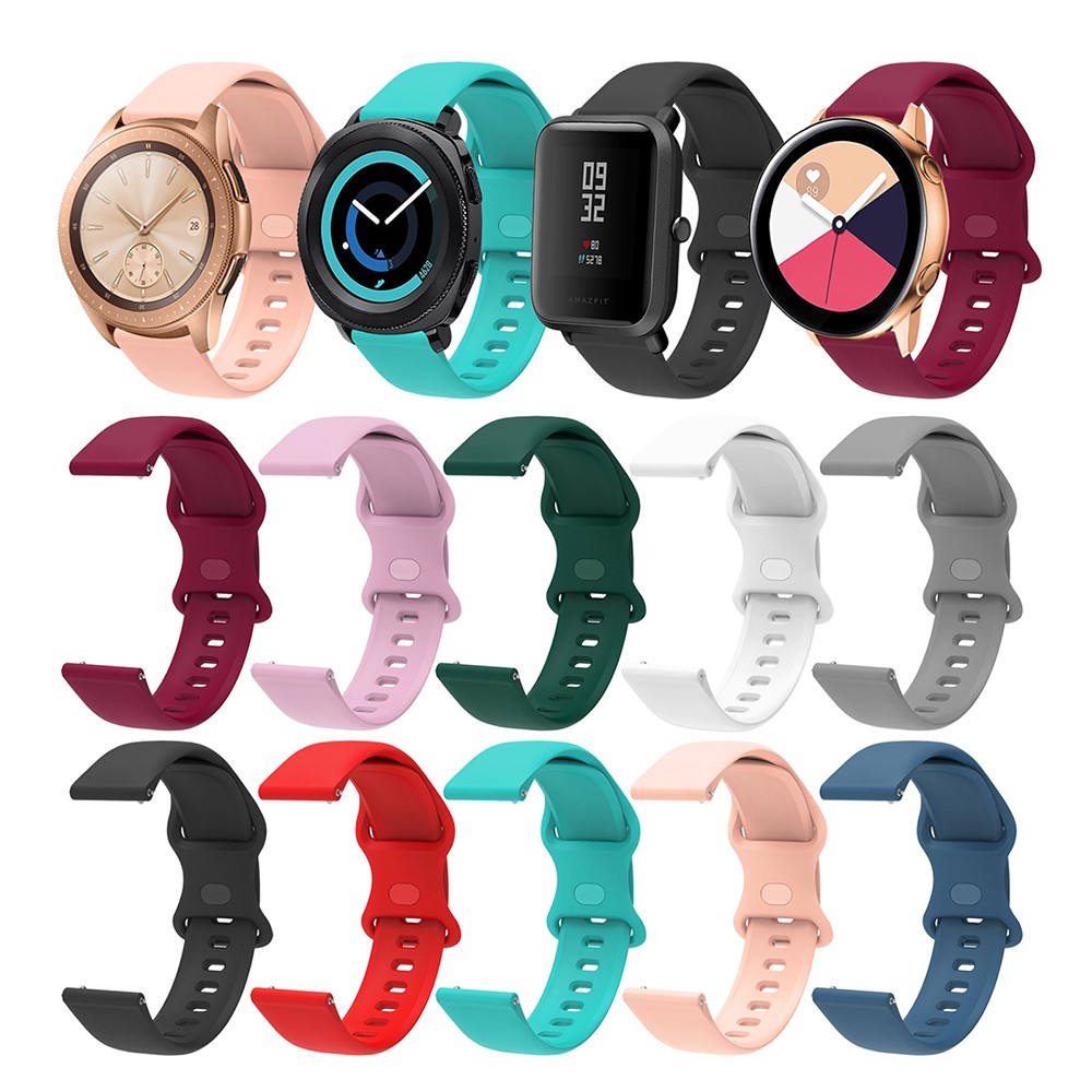 20mm Universal Silicone Watchband Strap Replacement for Samsung Galaxy Watch Active/Active2 40mm/Watch 42mm/Huami Amazfit GTR (42mm)/Garmin vivoactive 3/Huawei Watch GT2 (42mm) - Black-10