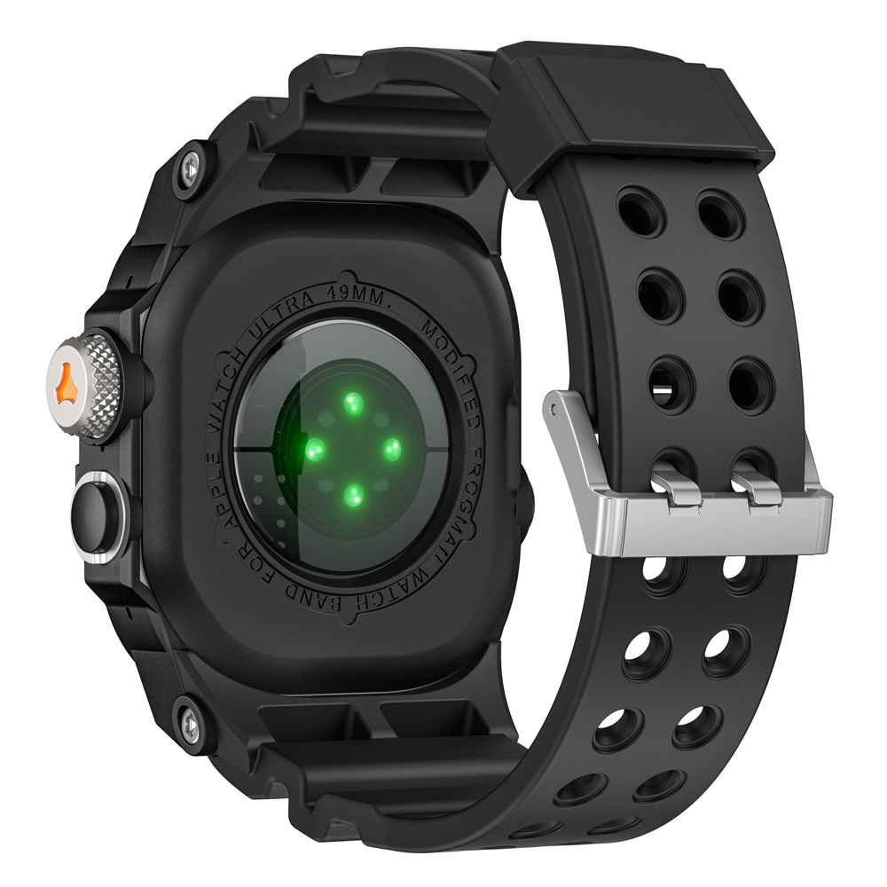 TPU Watch Band for Apple Watch Ultra 3 49mm / Ultra 2 49mm / Ultra 49mm Wrist Strap with Integrated Metal Watch Case - Titanium / Black / Black