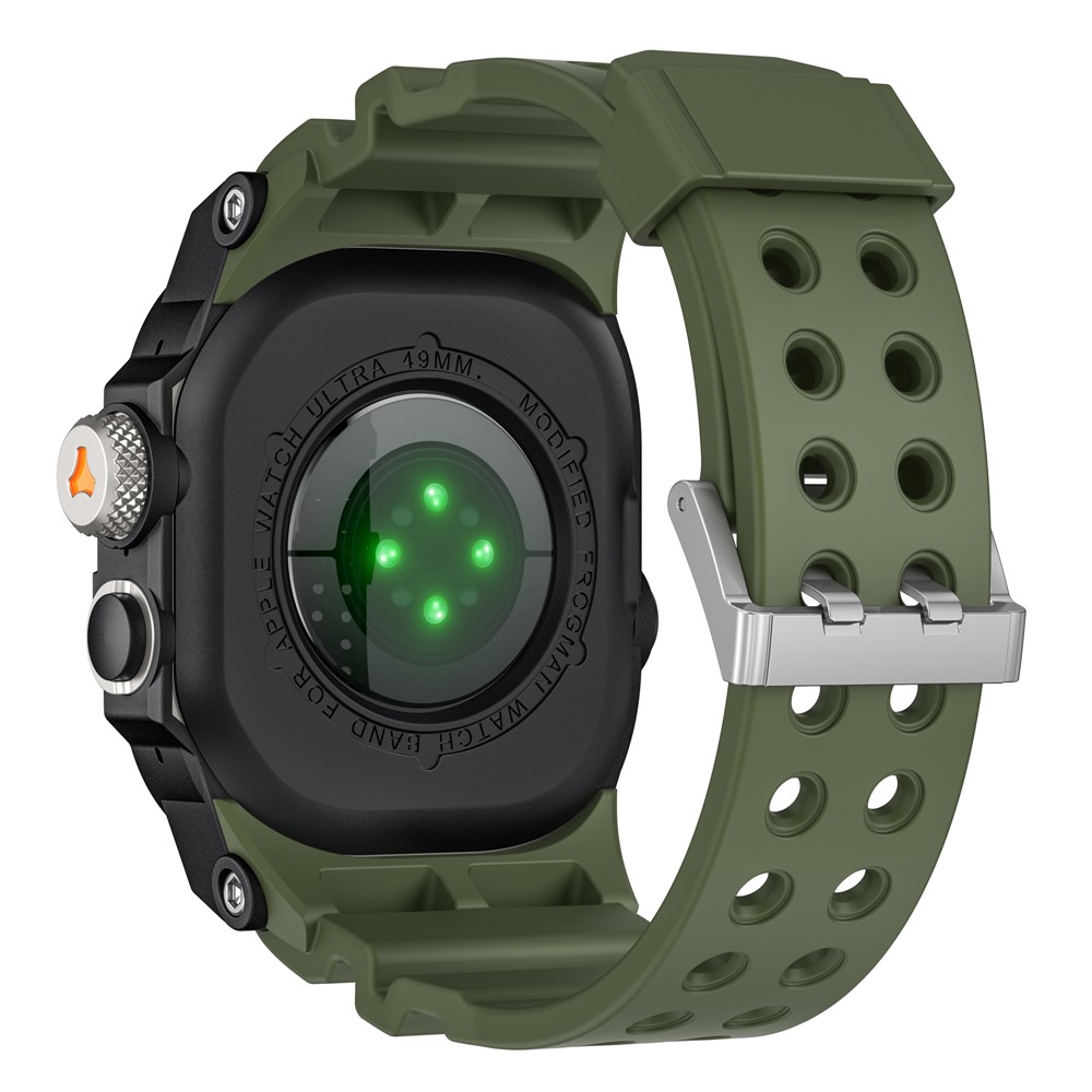 TPU Watch Band for Apple Watch Ultra 3 49mm / Ultra 2 49mm / Ultra 49mm Wrist Strap with Integrated Metal Watch Case - Titanium / Black / Green