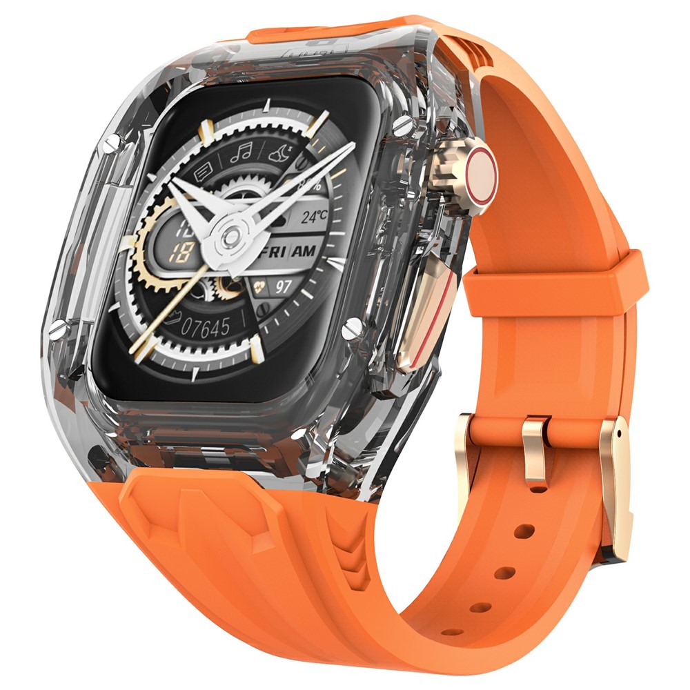 AHASTYLE WE28 For Apple Watch Series 11 46mm Silicone Watch Band with Anti-drop Case - Orange