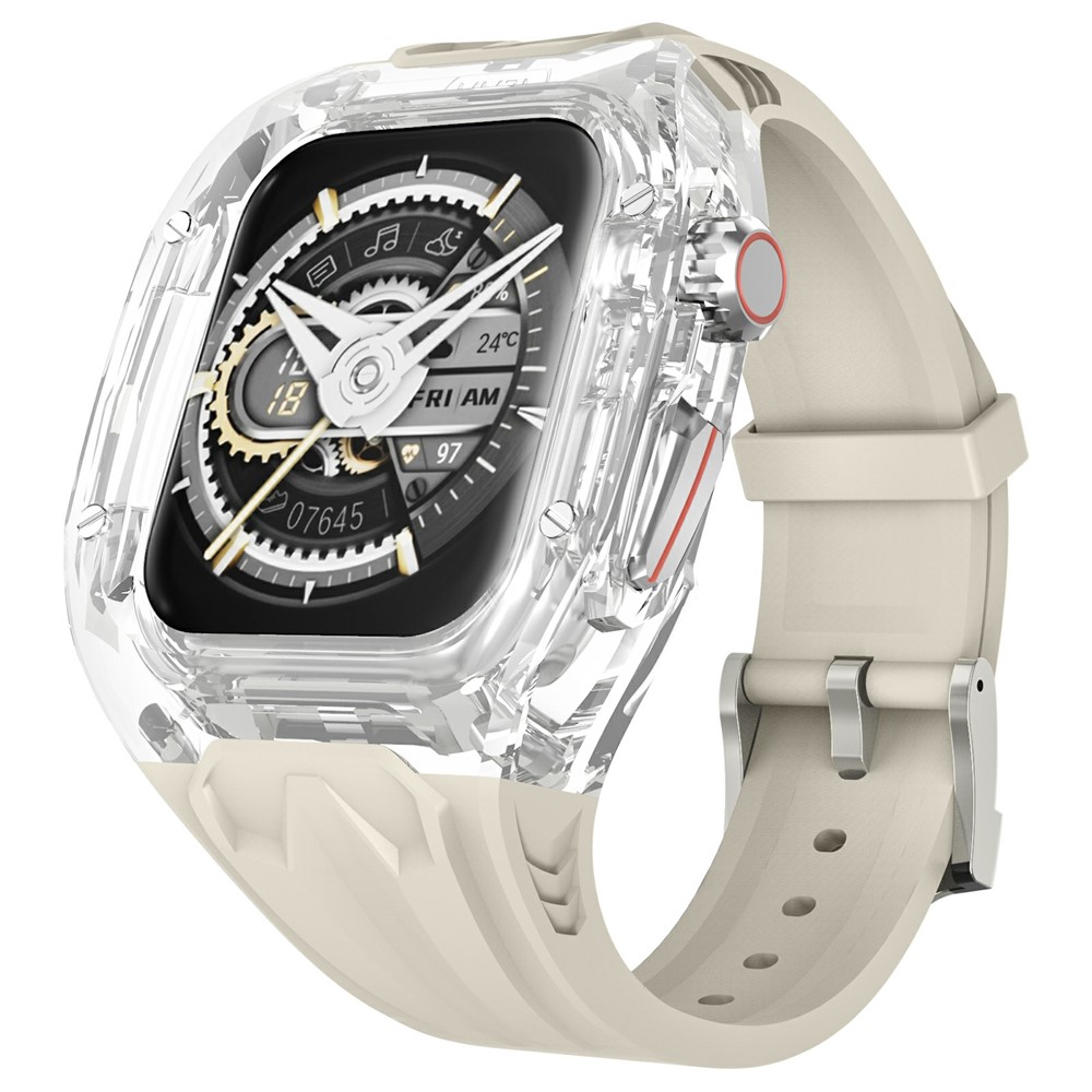 AHASTYLE WE28 For Apple Watch Series 11 46mm Silicone Watch Band with Anti-drop Case - Starlight
