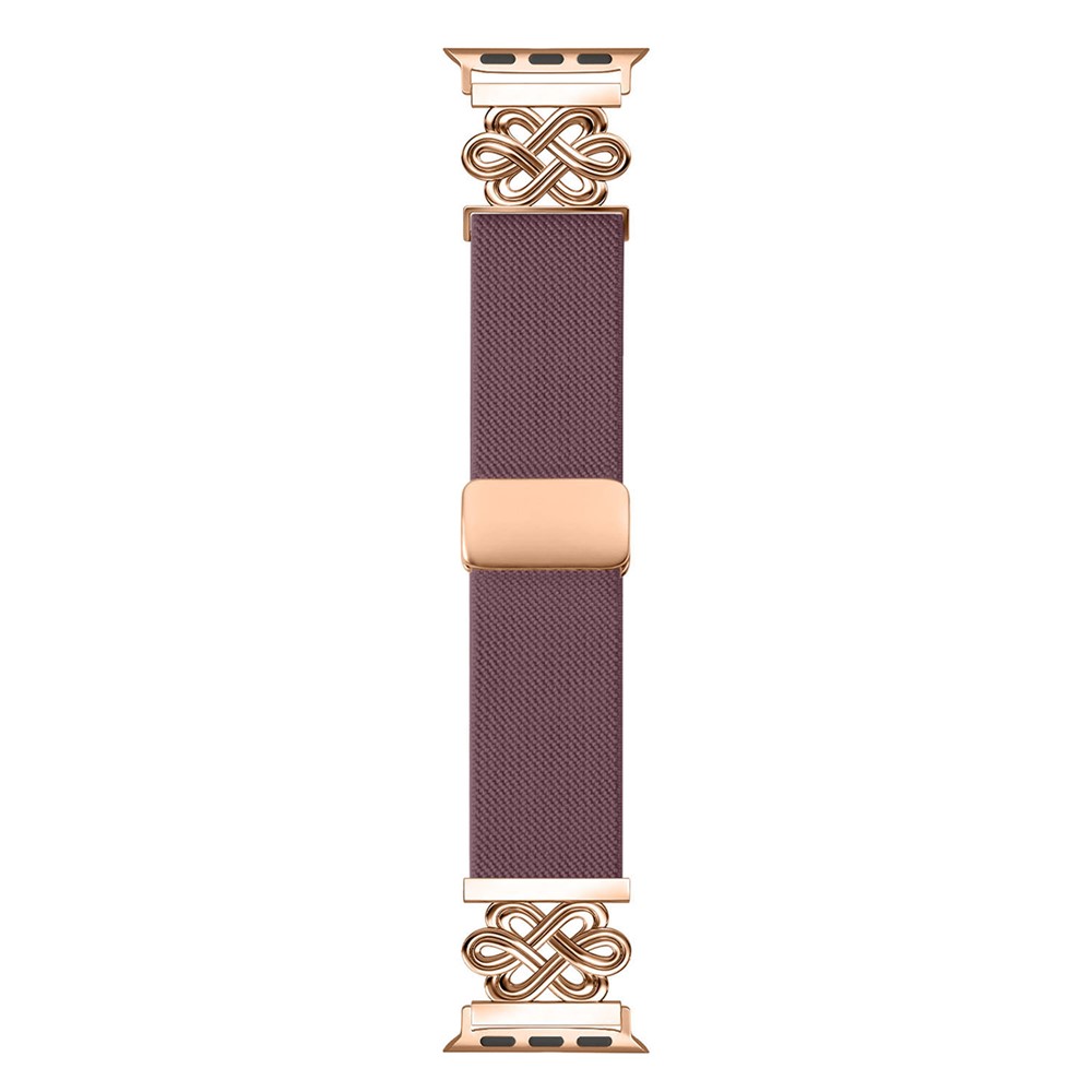 Nylon Sport Band For Apple Watch Ultra 4 3 2 1 49mm / Series 12 11 10 46mm / 9 8 7 45mm / SE3 SE2 SE 6 5 4 44mm / 3 2 1 42mm Elastic Strap with Chinese Knot Magnetic Buckle - Smoky Purple