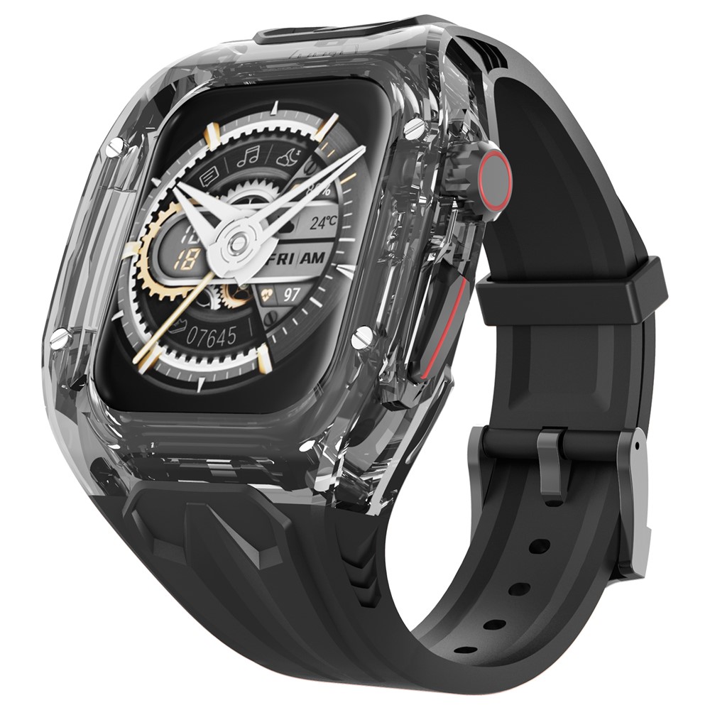 AHASTYLE WE28 Strap for Apple Watch Series 9 8 7 41mm  /  SE3 SE2 SE 6 5 4 40mm Silicone Band with Integrated Watch Case - Black