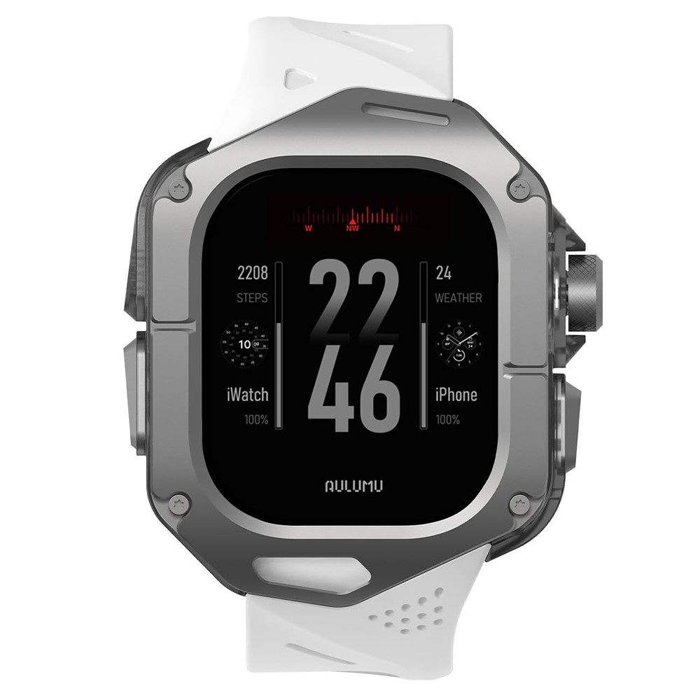 AULUMU A01 For Apple Watch Ultra 3 49mm / Ultra 2 49mm / Ultra 49mm Fluoroelastomer Strap with Integrated Titanium Alloy + PC Watch Case - White